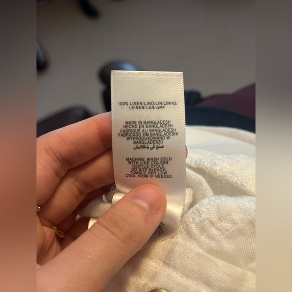 Ellen Tracy Straight Leg White 100% Linen Pants Womens Size Small - Picture 6 of 6